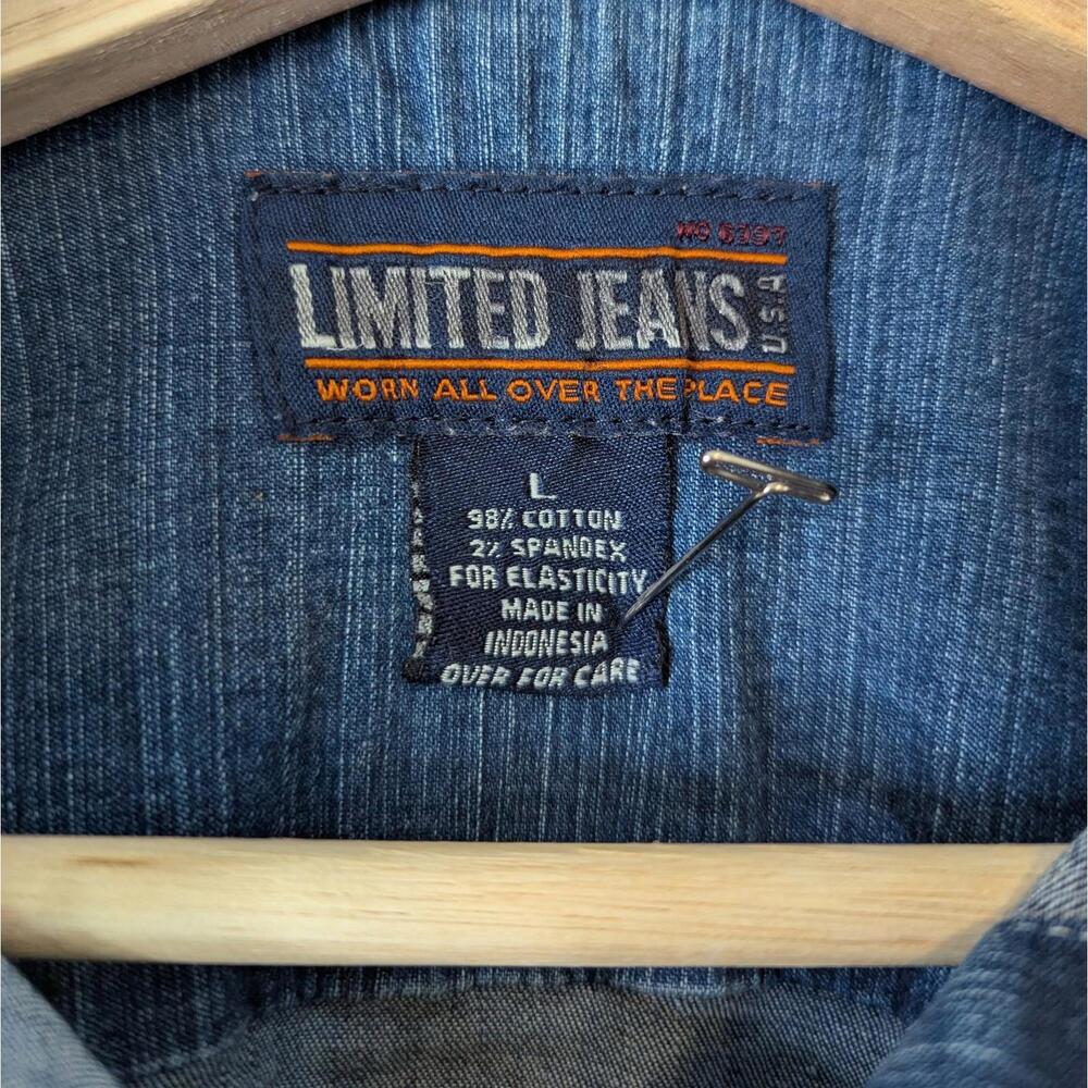 Vintage 90s Limited Jeans classic denim fitted button front shirt - Picture 6 of 6